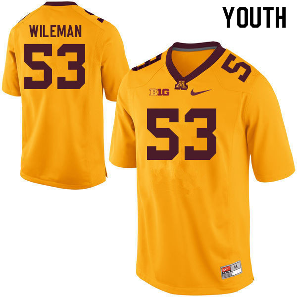 Youth #53 Ben Wileman Minnesota Golden Gophers College Football Jerseys Sale-Gold